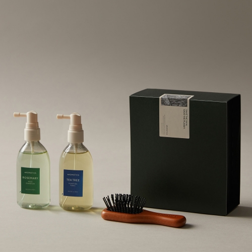 Aromatica Hair Tonic Duo & Wooden Brush Set