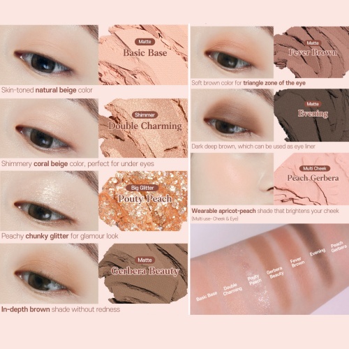ETUDE Play Tone Eye Palette #Peach Gerbera (0.7 g X 6 + 2.2 g)
