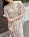 66girls Mood Wrinkle long dress [Beige]