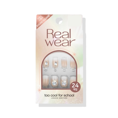 DAISO too cool for school Real Wear Nail Tip 24 tips Round Square Type #Nudy Beam