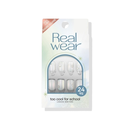 DAISO too cool for school Real Wear Nail Tip 24 tips Round Square Type #Pure Aurora