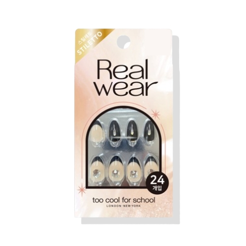 DAISO too cool for school Real Wear Nail Tip 24 tips Stiletto Type #Black Edge