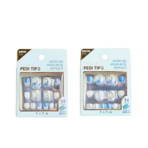 DAISO T.I.T.A Press Pedi Tip 14pcs #Blue Big Parts (Slim/Wide)