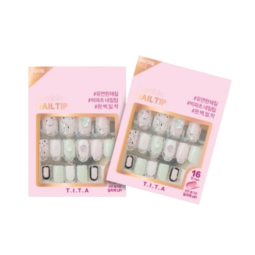 DAISO T.I.T.A Press Nail Tip 16pcs #Pink Big Parts (Slim/Wide)