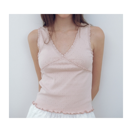 Eyelet Frill sleeveless #pink