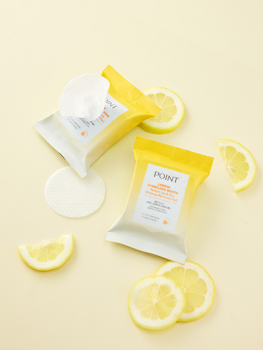 DAISO Key point Lemon Carbonated Water Perfect Lip & Eye Remover Pad 35 sheets