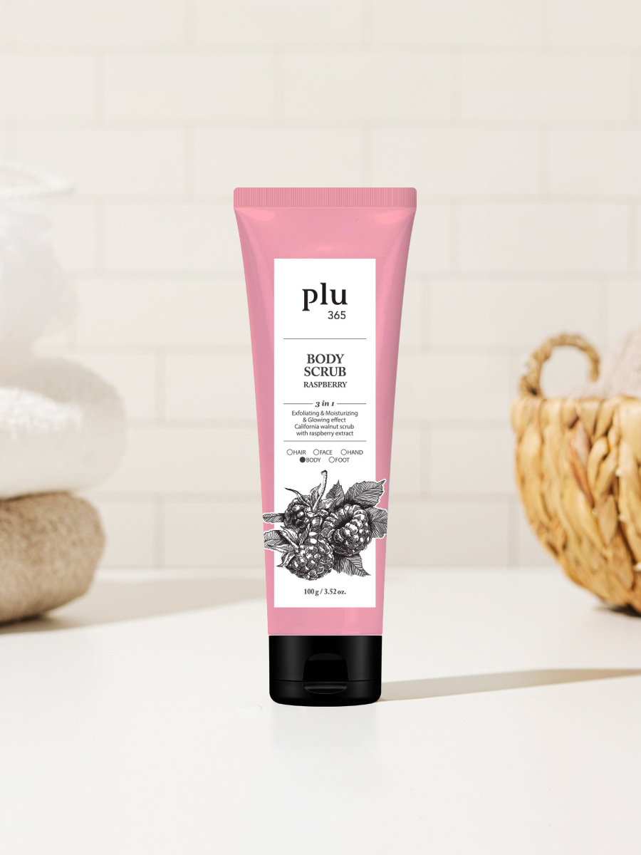 DAISO Plu365 Body Scrub (raspberry) 100g