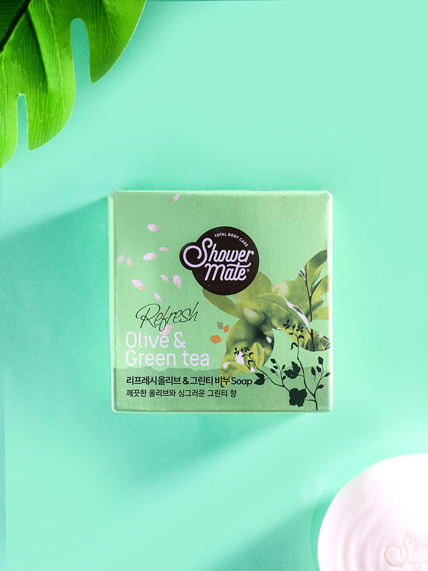 DAISO Shower Mate Olive & Green Tea Soap 90g