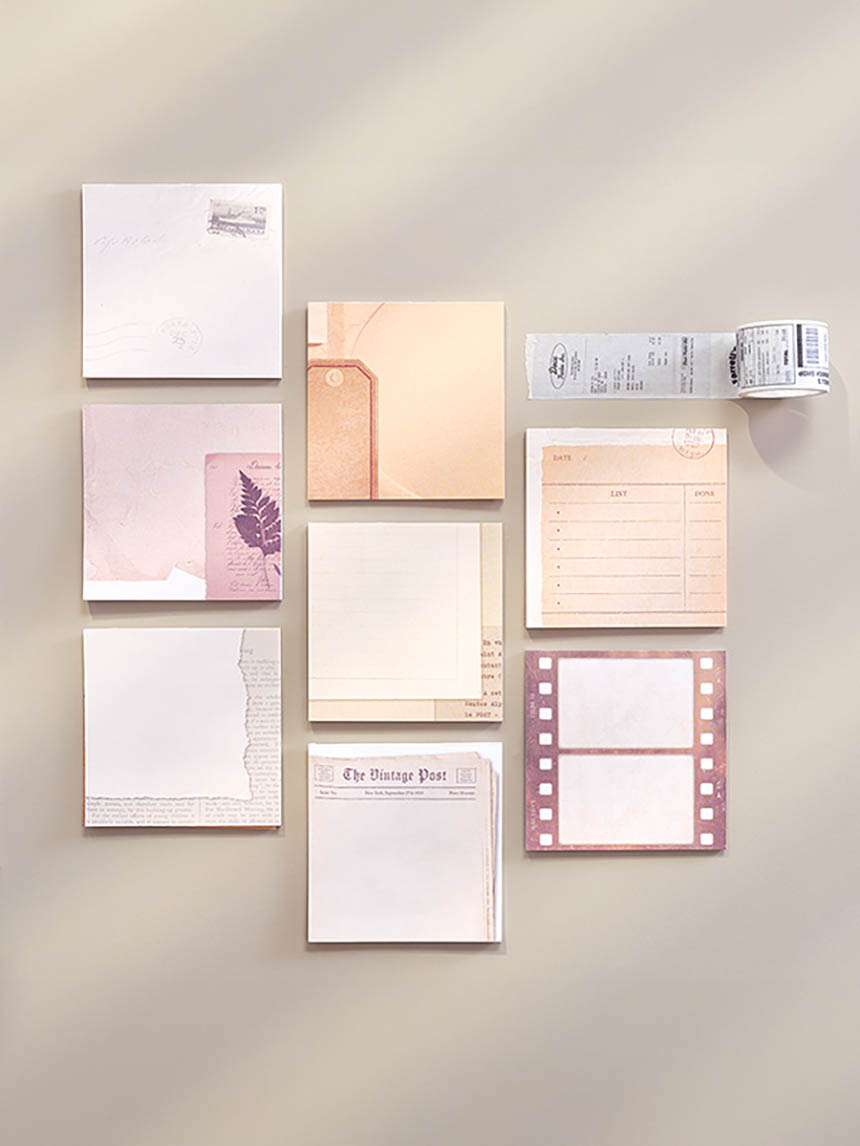 DAISO 4 types of memo (Vintage/100 sheets)