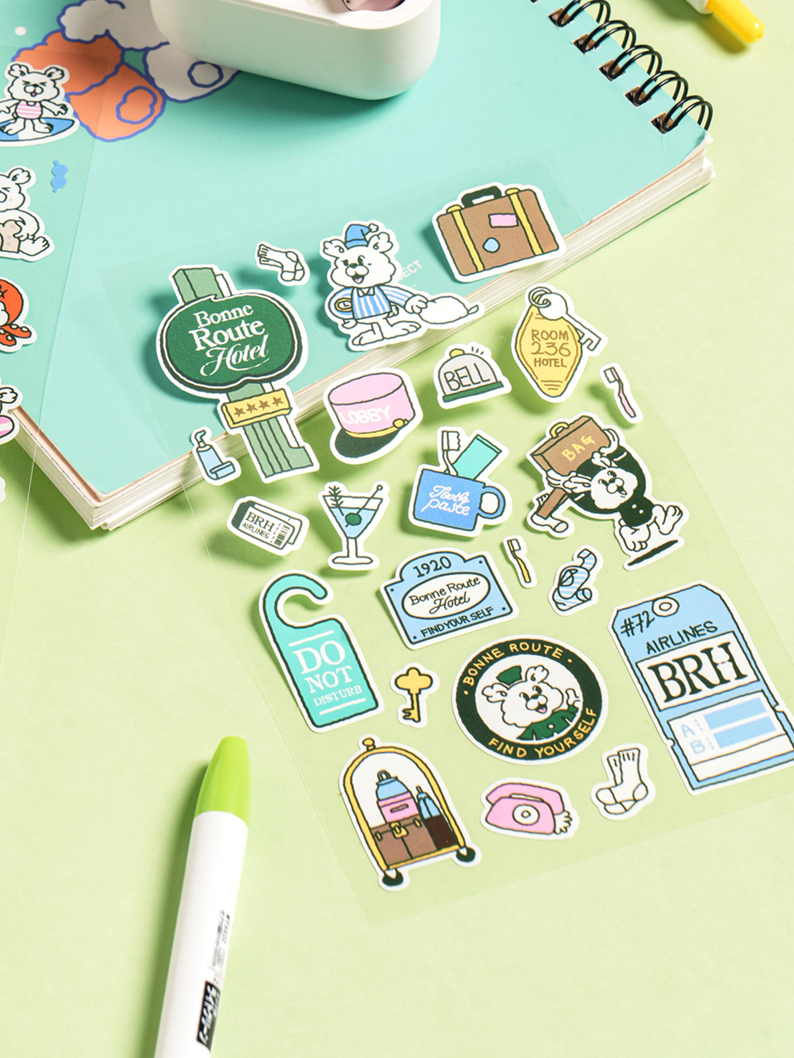 DAISO Travel_Water play concept poster sticker (4 sheets)