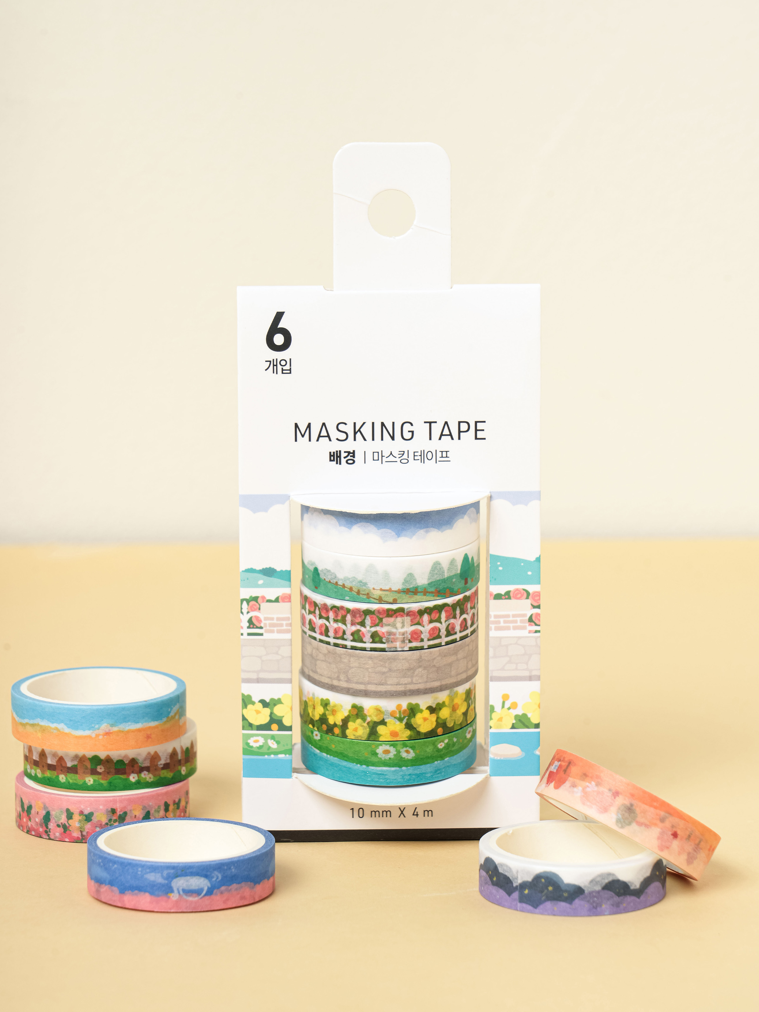 DAISO Masking tape (10mm*4m) (6 pieces) Background