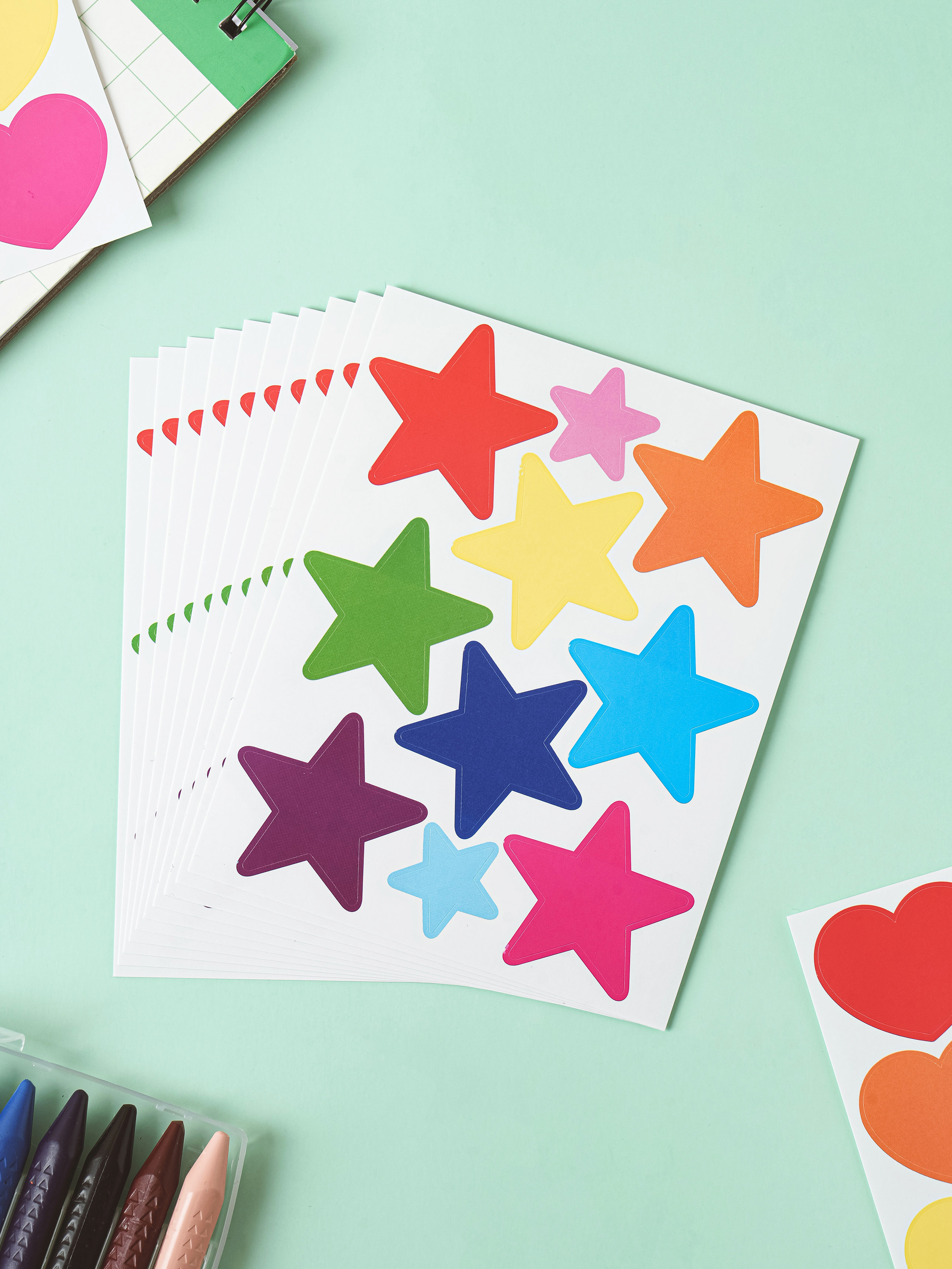 DAISO Educational stickers (10 sheets) Big star heart