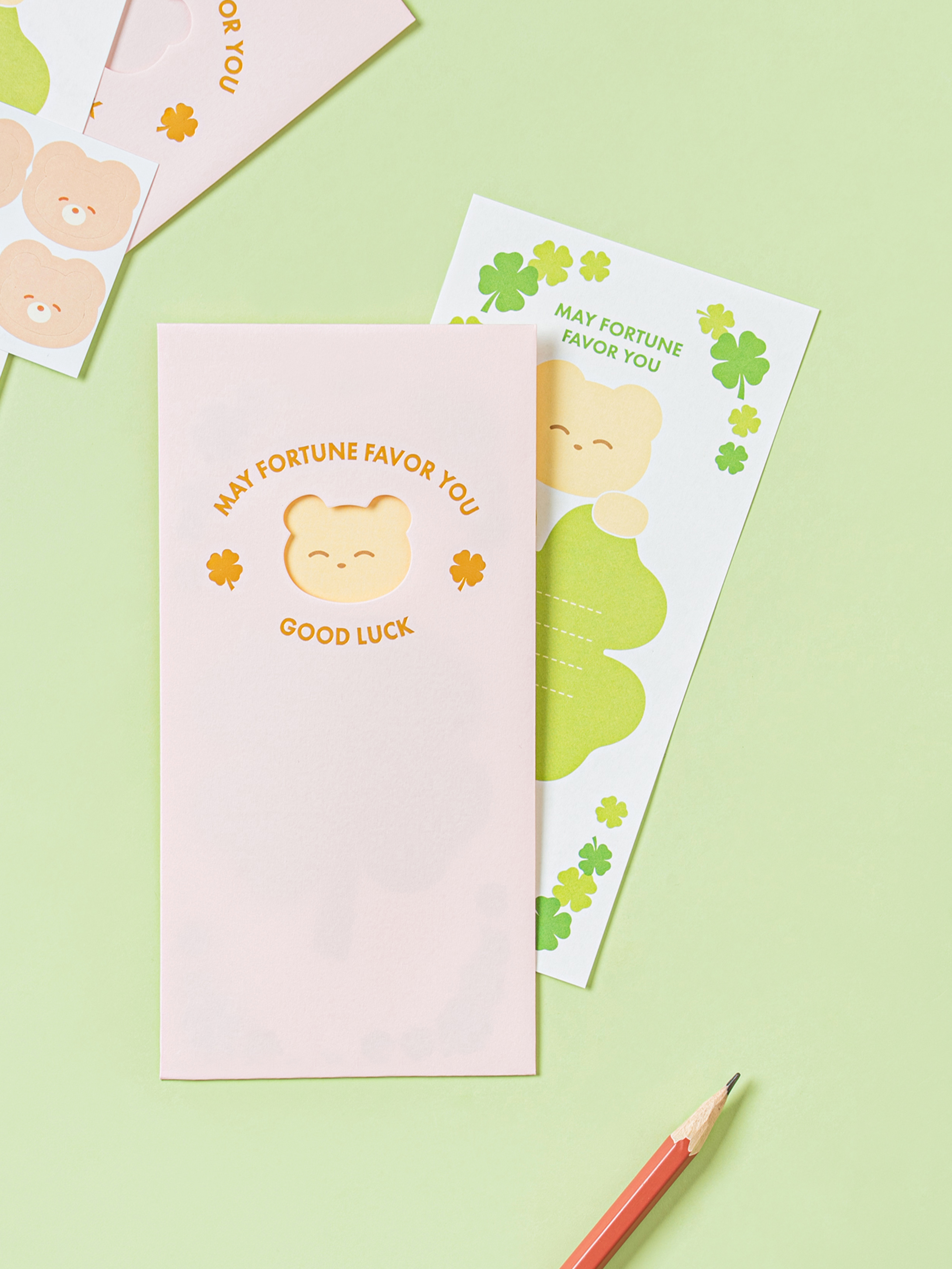 DAISO luck_Pink Money envelope (6 sheets)