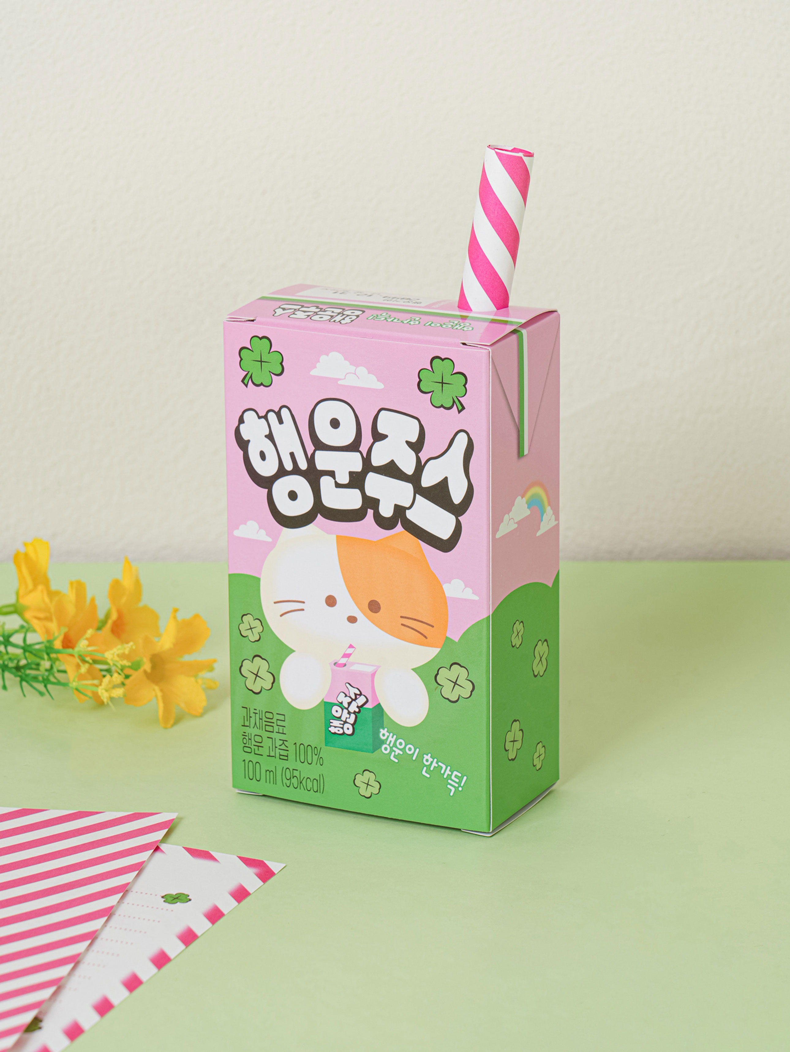 DAISO luck_Cat Drink Letter Set (4Set)