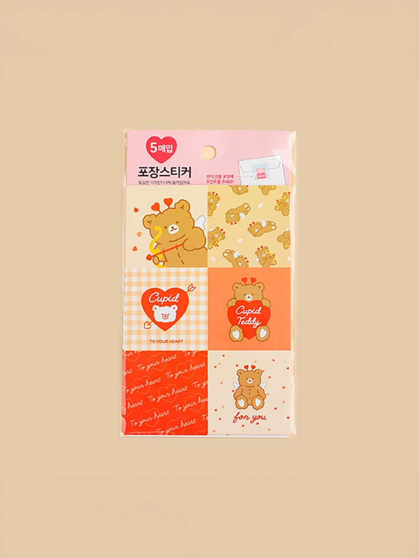 DAISO heart packaging stickers (5 sheets)