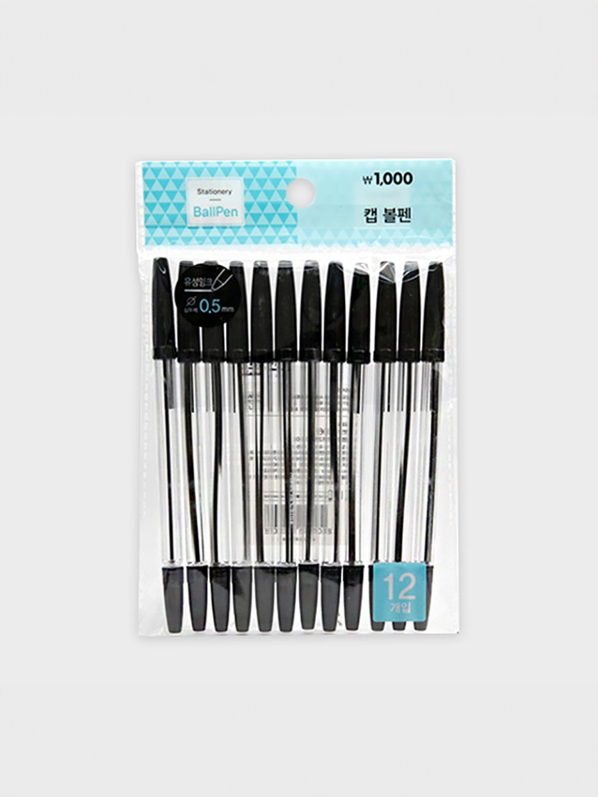 DAISO Cap ballpoint pen 12P (black)