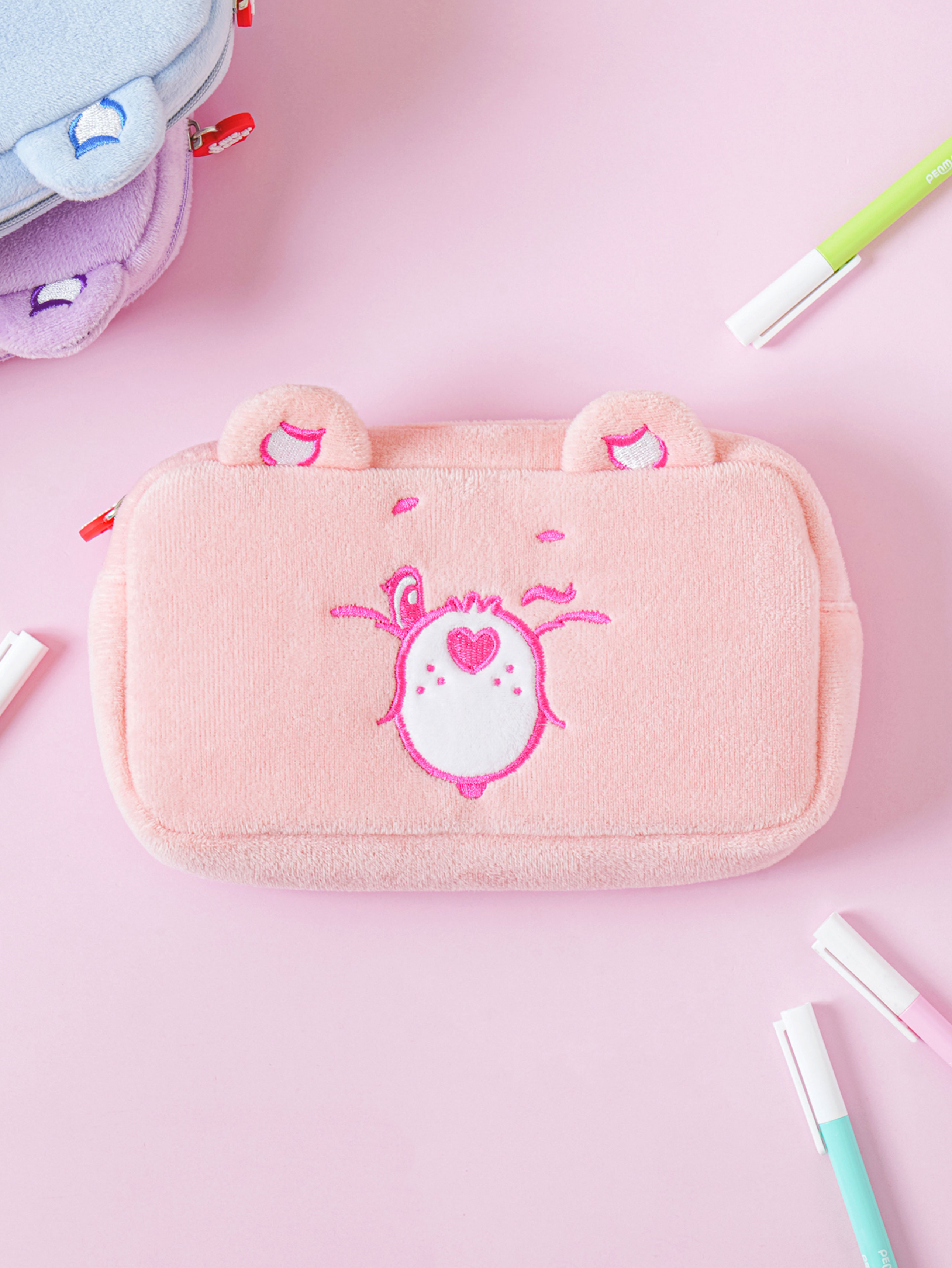 DAISO Care Bear_Embroidered Pencil Case