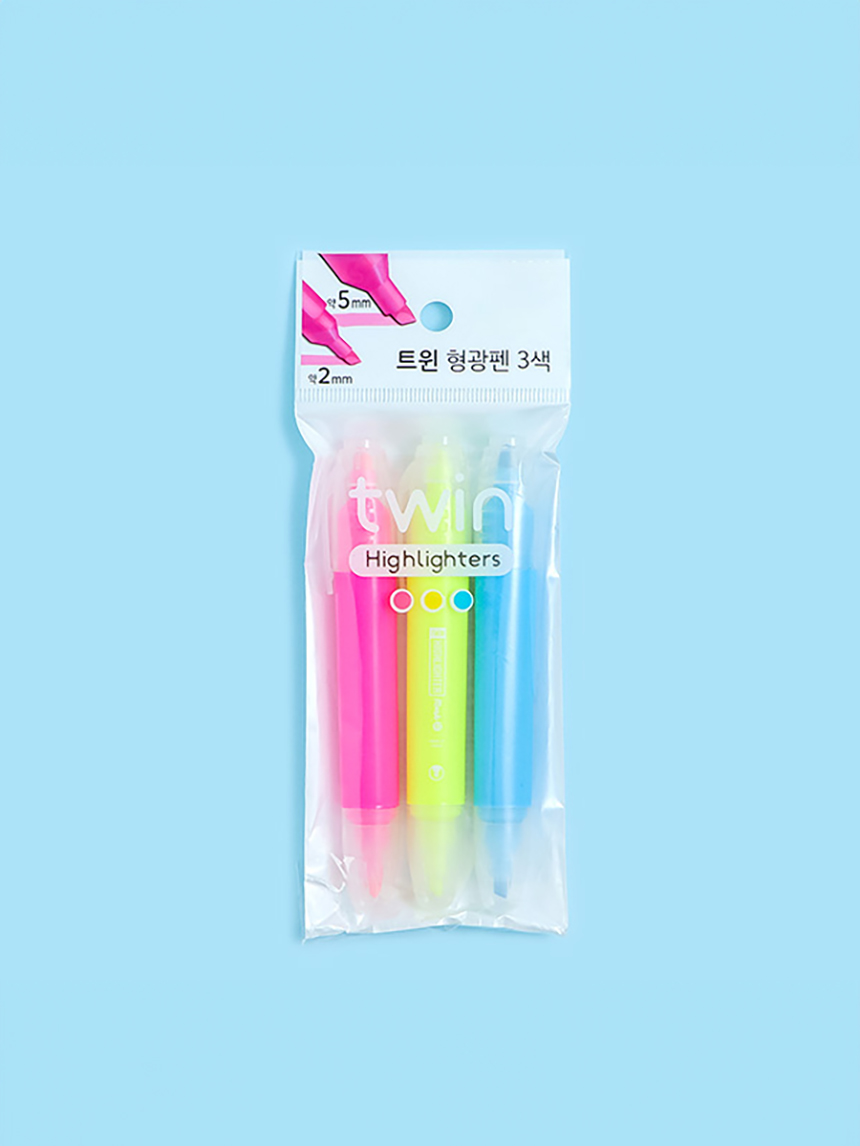 DAISO Bold Twin Highlighter 3-pack (5mm/2mm)