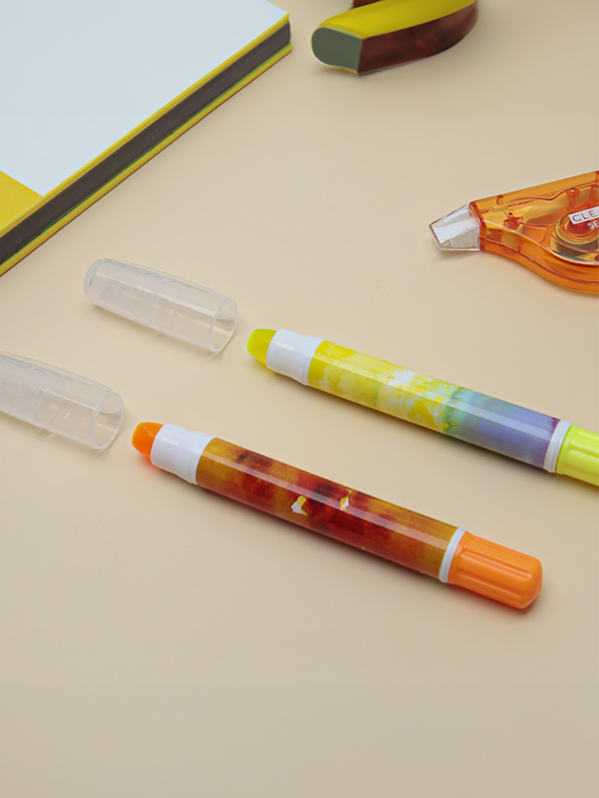 DAISO Solid Highlighter 2P (Fluorescent/Orange)