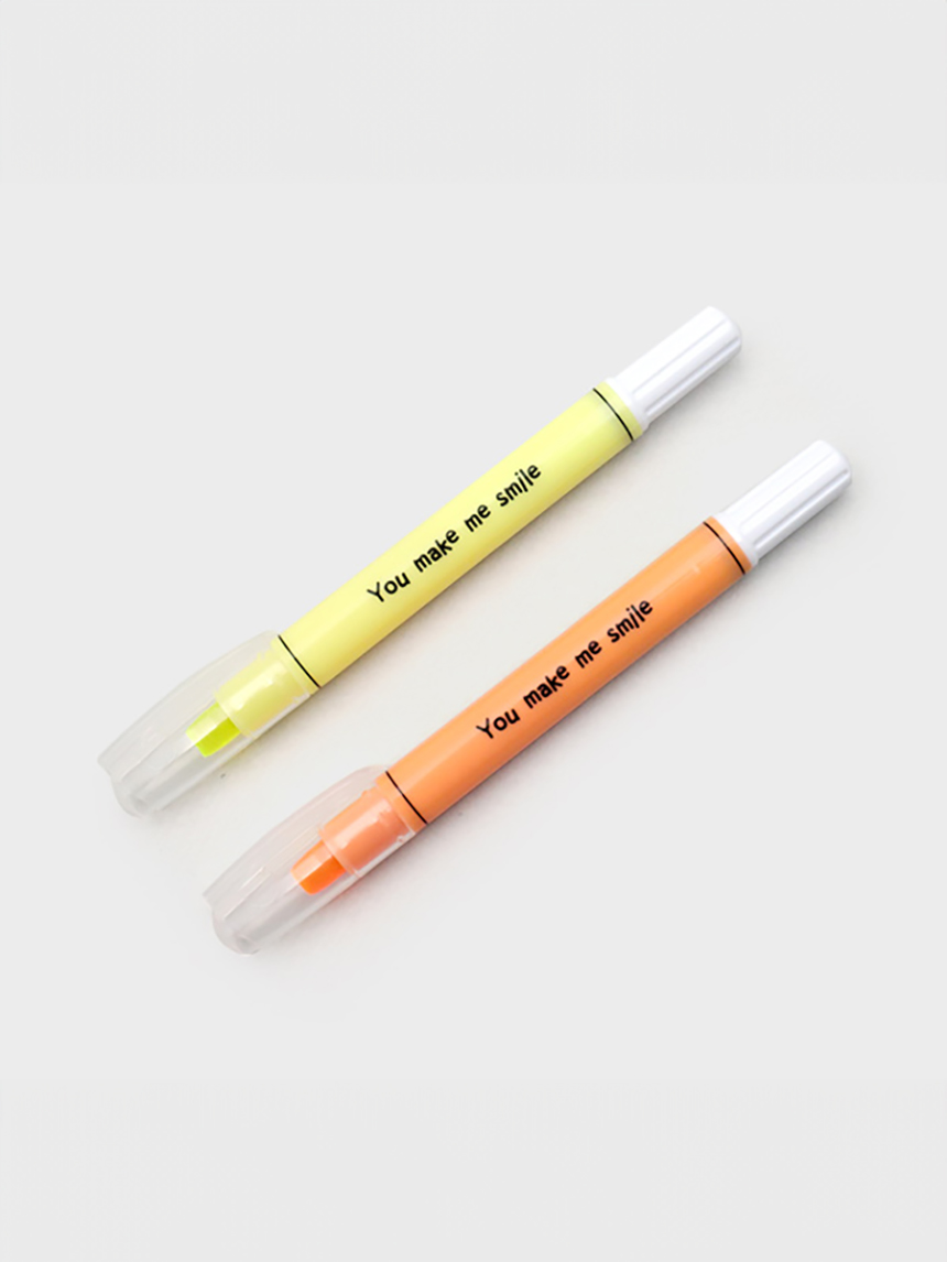 DAISO Slim Solid Highlighter 2P (Fluorescent/Orange)