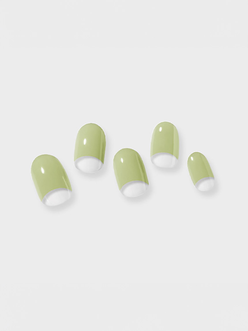 DAISO Kiss NY Geluv My Me Gel Nail 24pcs (Green leaf French)