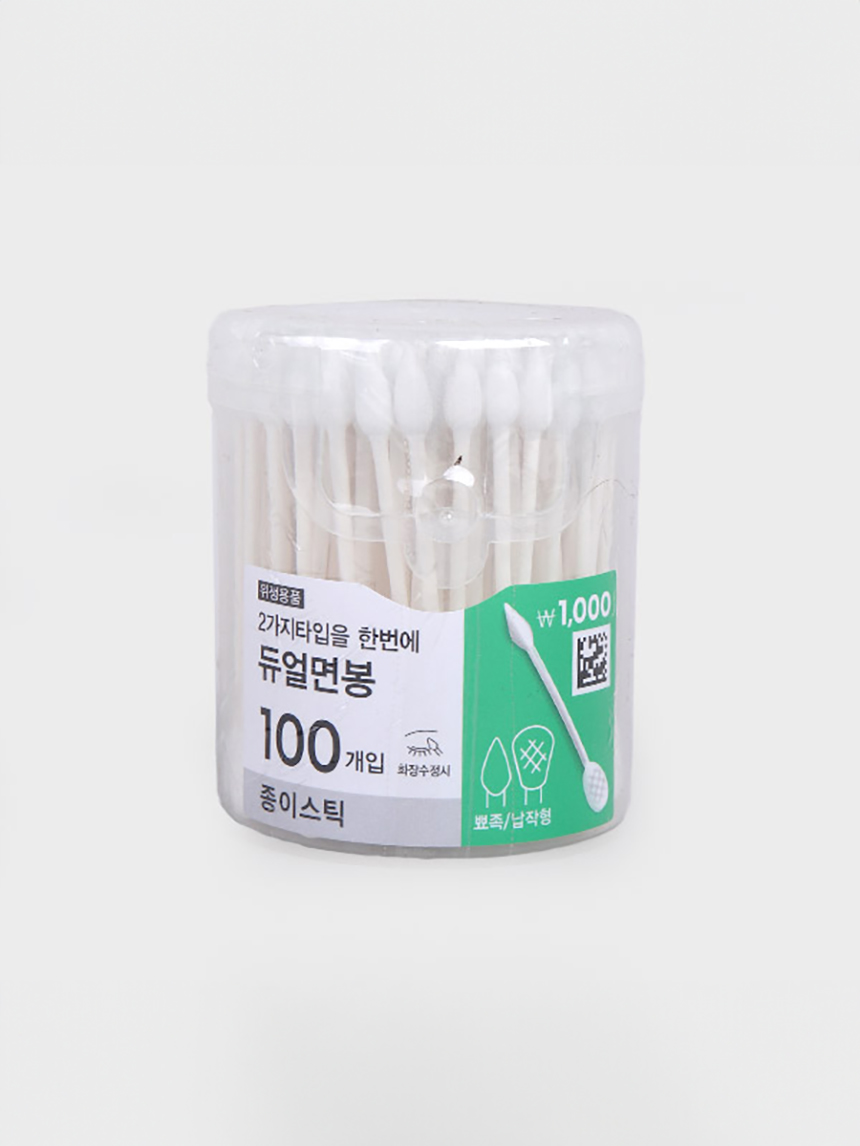 DAISO Flat+Pointed Paper Cotton Swabs 100 pcs