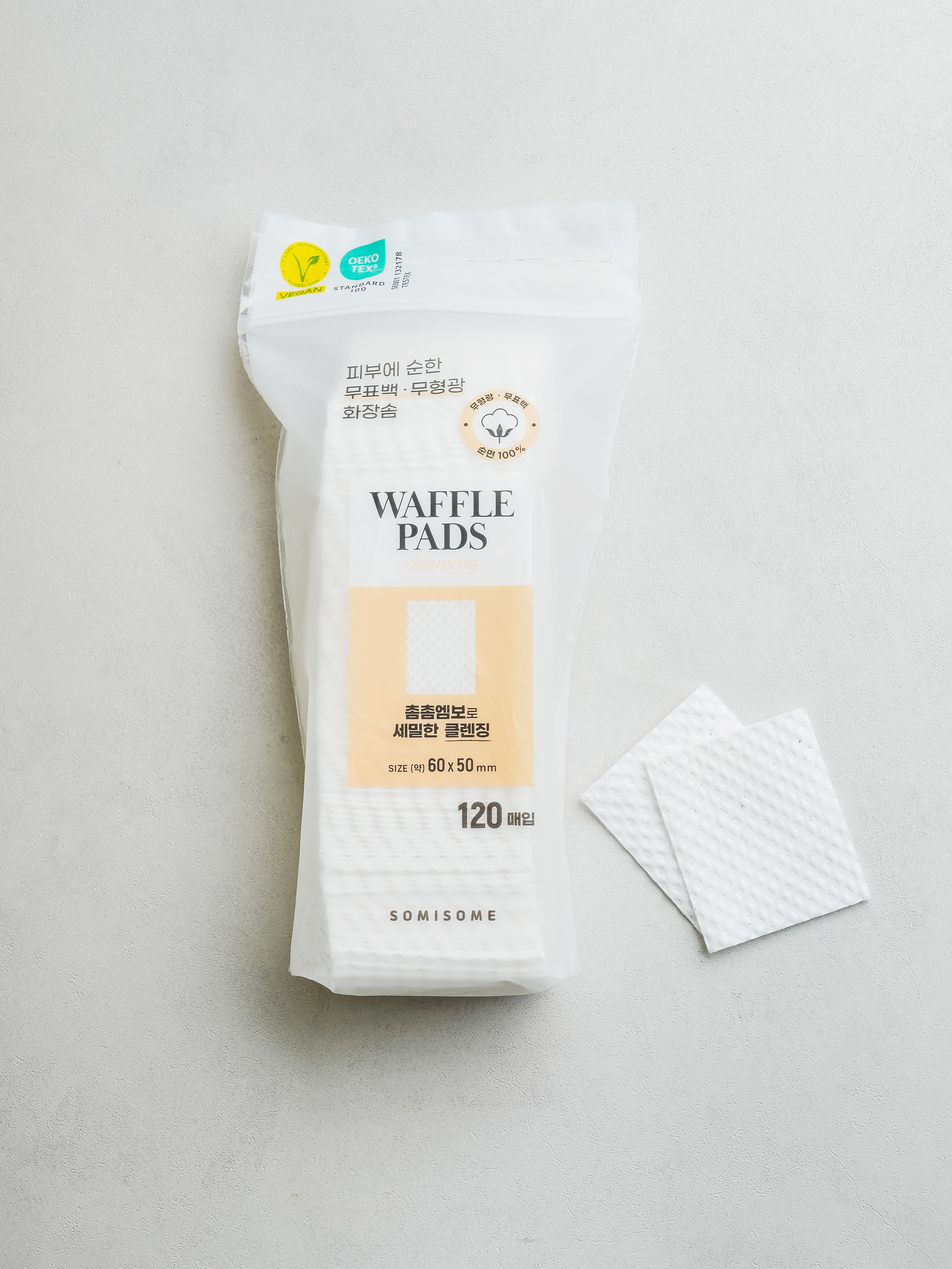 DAISO Somisome Unbleached Waffle Cotton Pad (120 sheets)