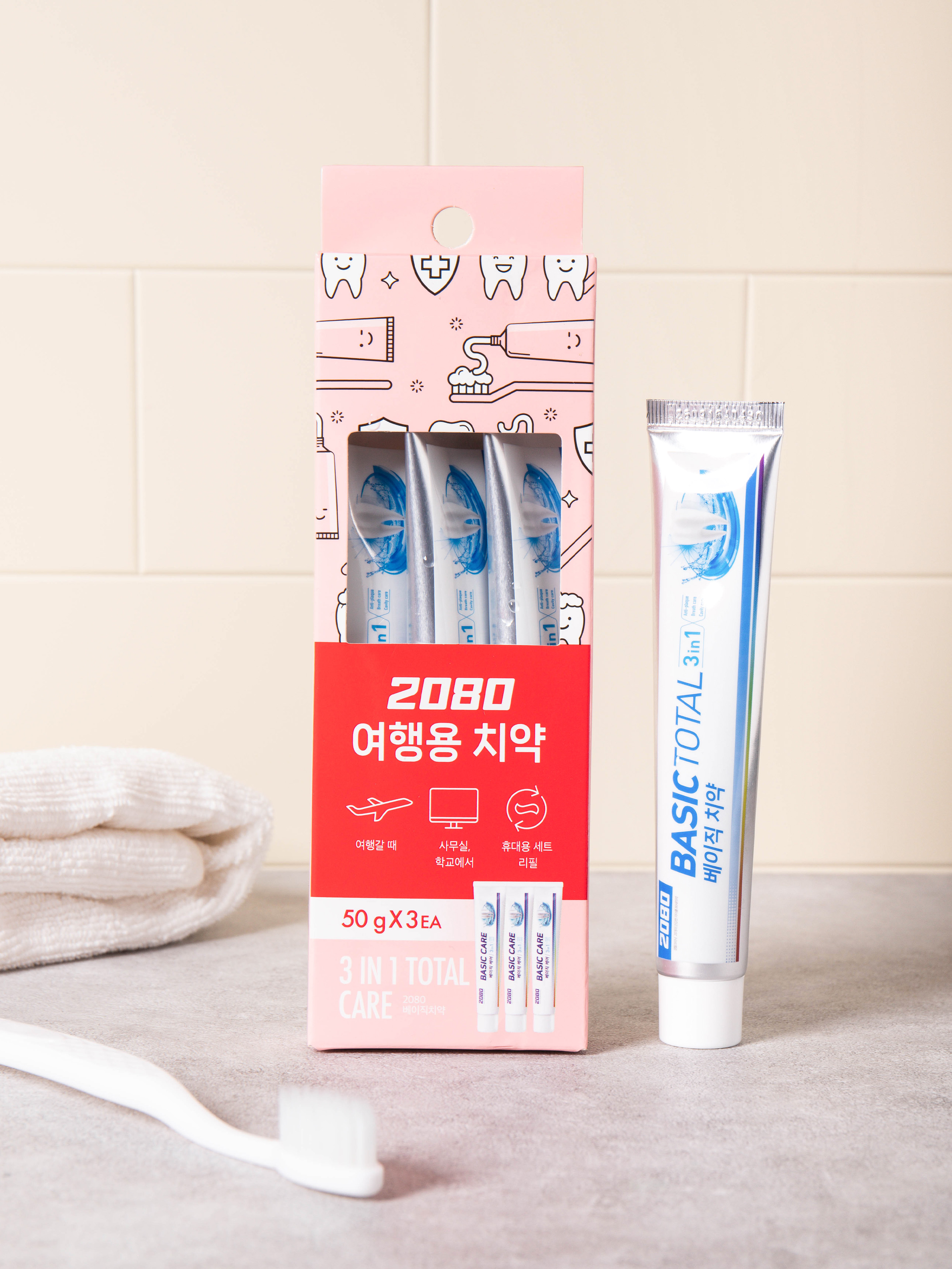 DAISO 2080 Travel Toothpaste (50g) 3 Pack