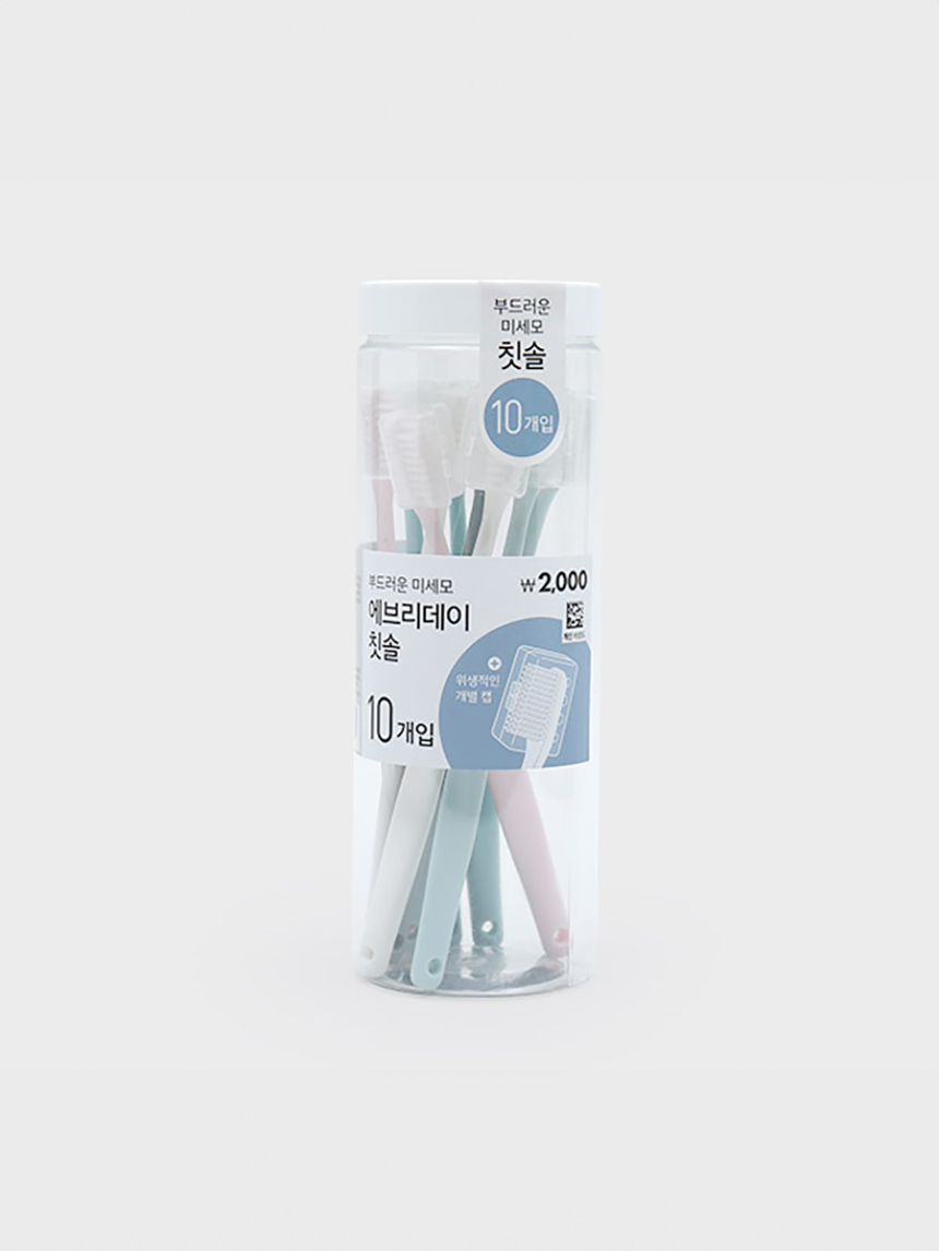 DAISO Cylindrical Case Microfiber Toothbrush Set of 10 (including cap)