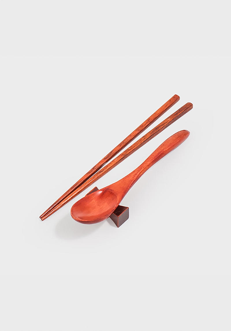 DAISO Oak spoon & saucer set