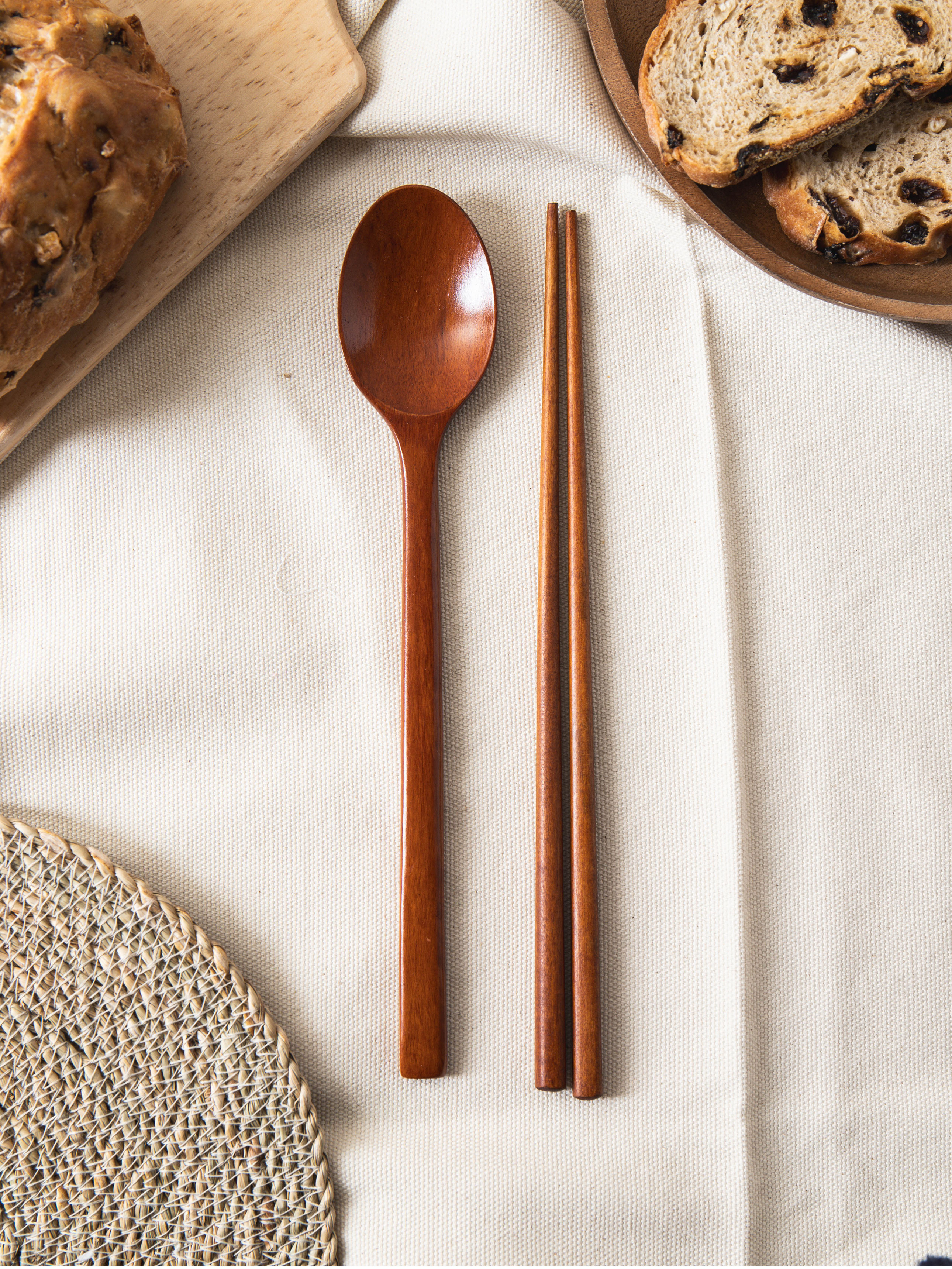 DAISO Natural lacquer basic spoon set (23.5 cm)