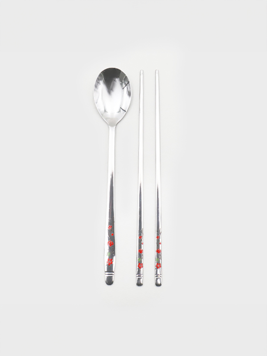 DAISO Advanced stainless steel ceramic transfer plum blossom spoon set