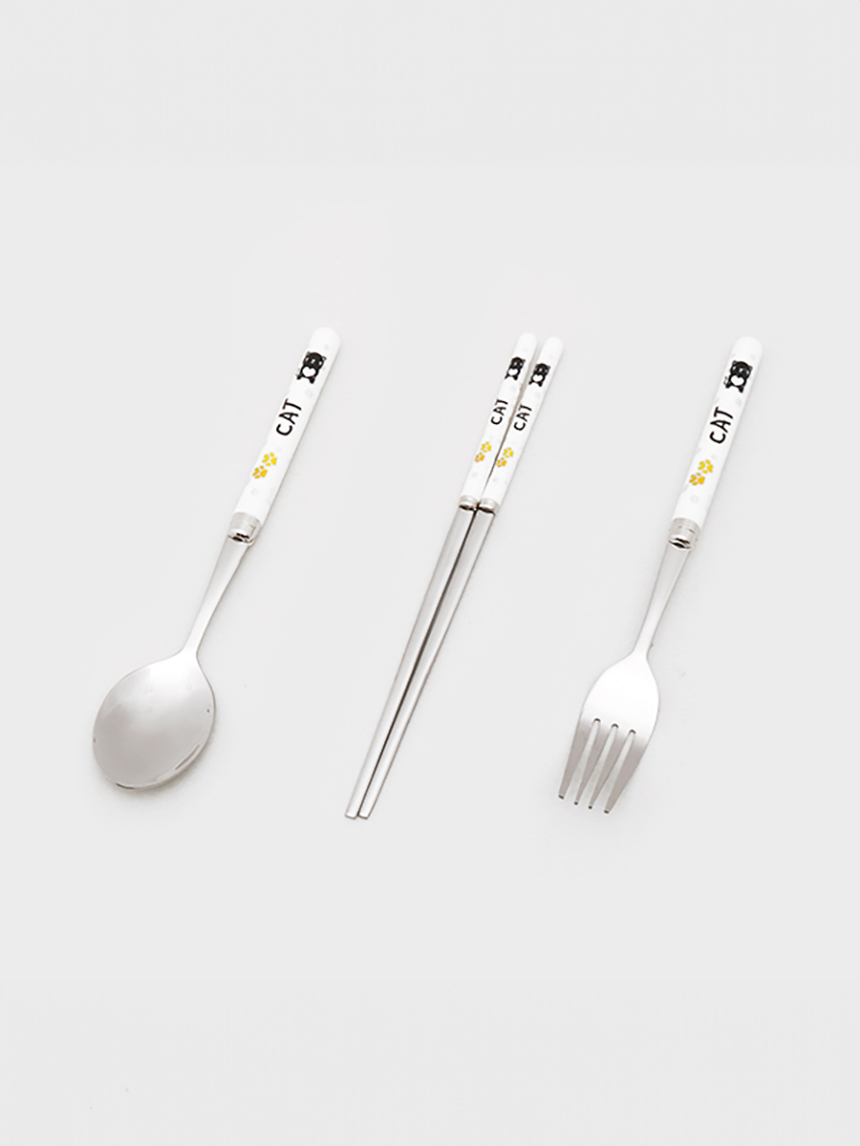 DAISO Animal character stainless steel spoon, chopsticks, fork (3P/SET)