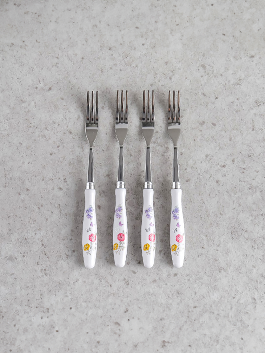 DAISO Botanic round handle tea fork (4P/SET)