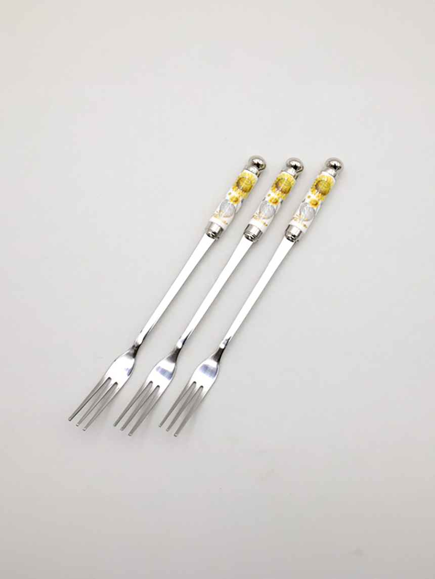 DAISO Stainless Gold Flower Tea Fork (3P/SET)