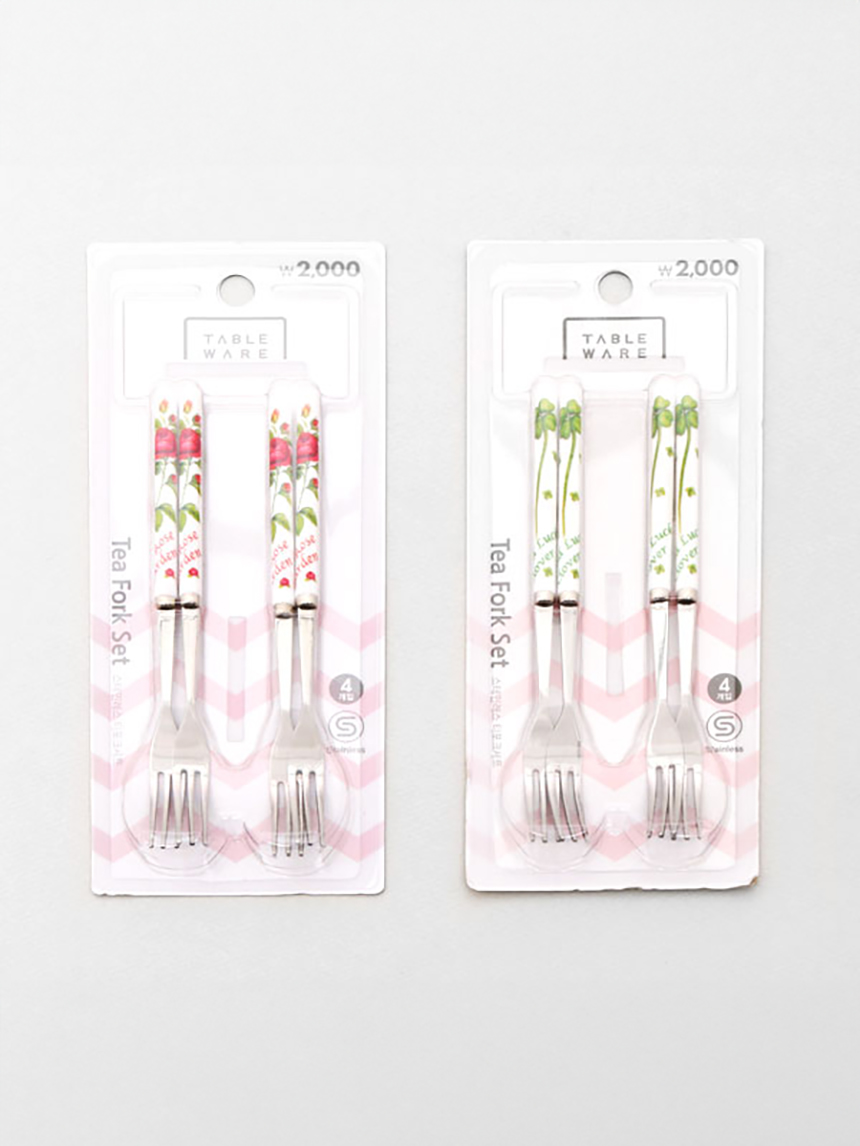 DAISO Garden Flower Stainless Steel Fork (4P/SET)