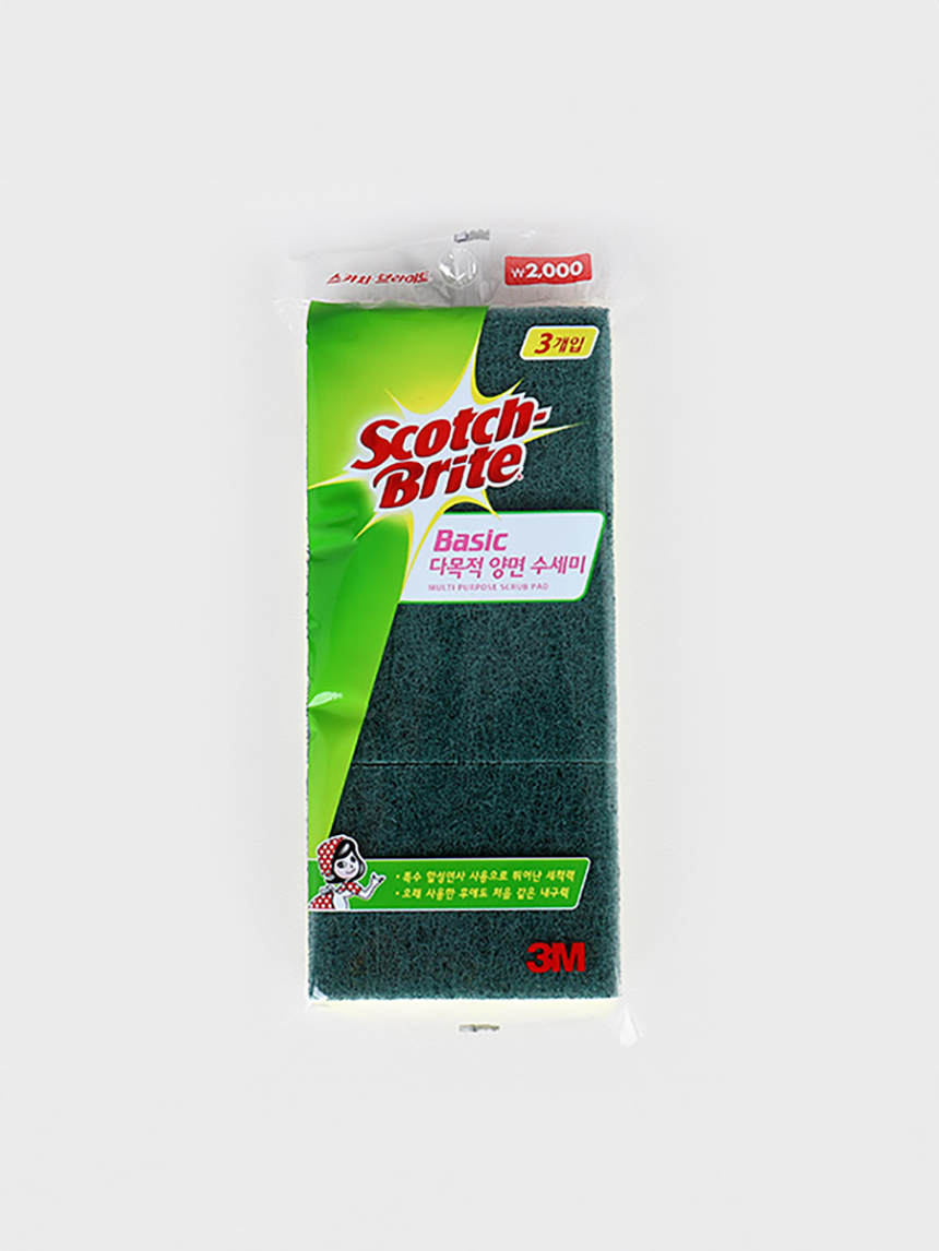 DAISO Scotch-Brite Basic Multipurpose Double-Sided Scrubber (3P/SET)