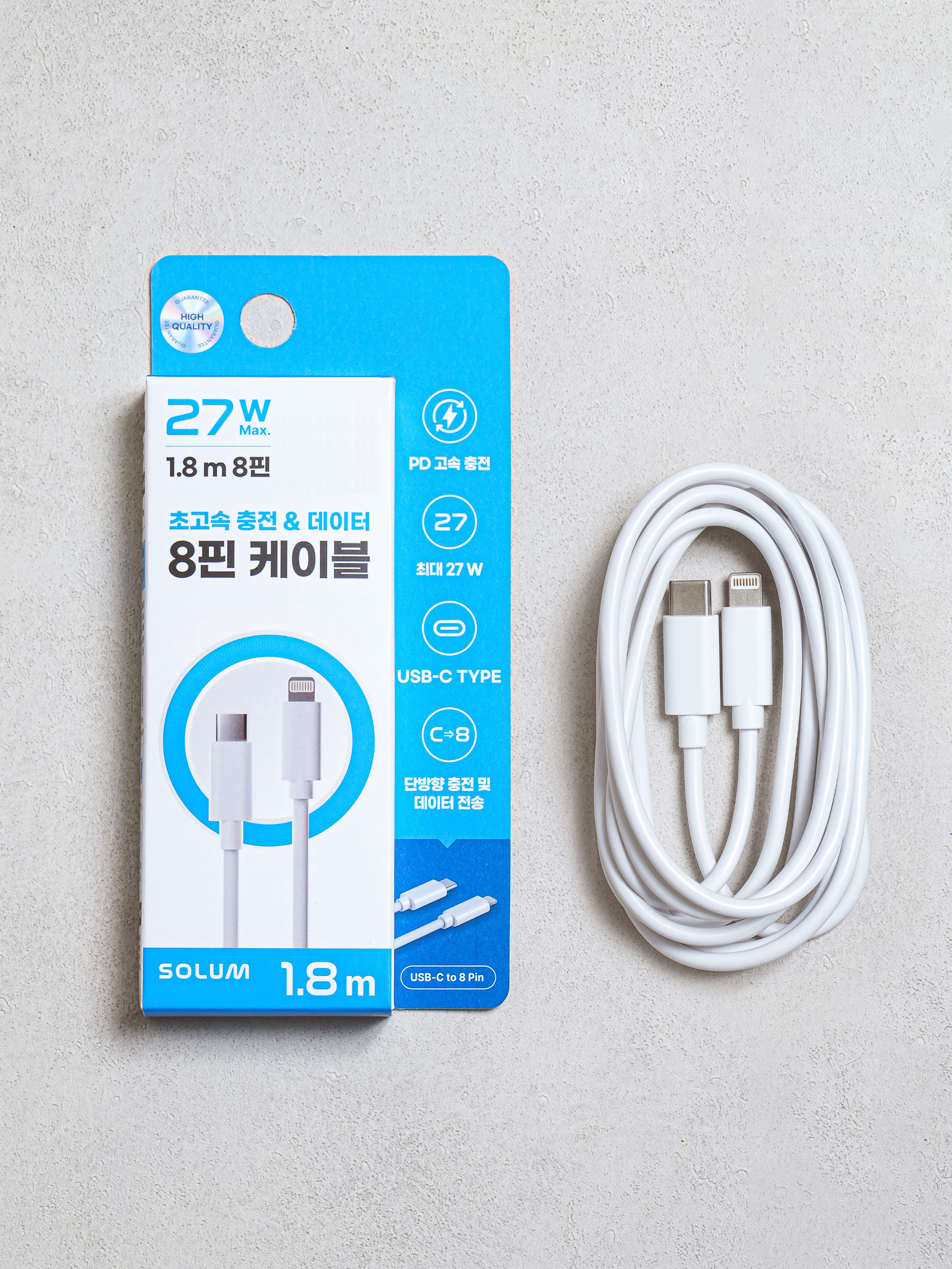 DAISO C TO 8 Cable 1.8m -S(White)