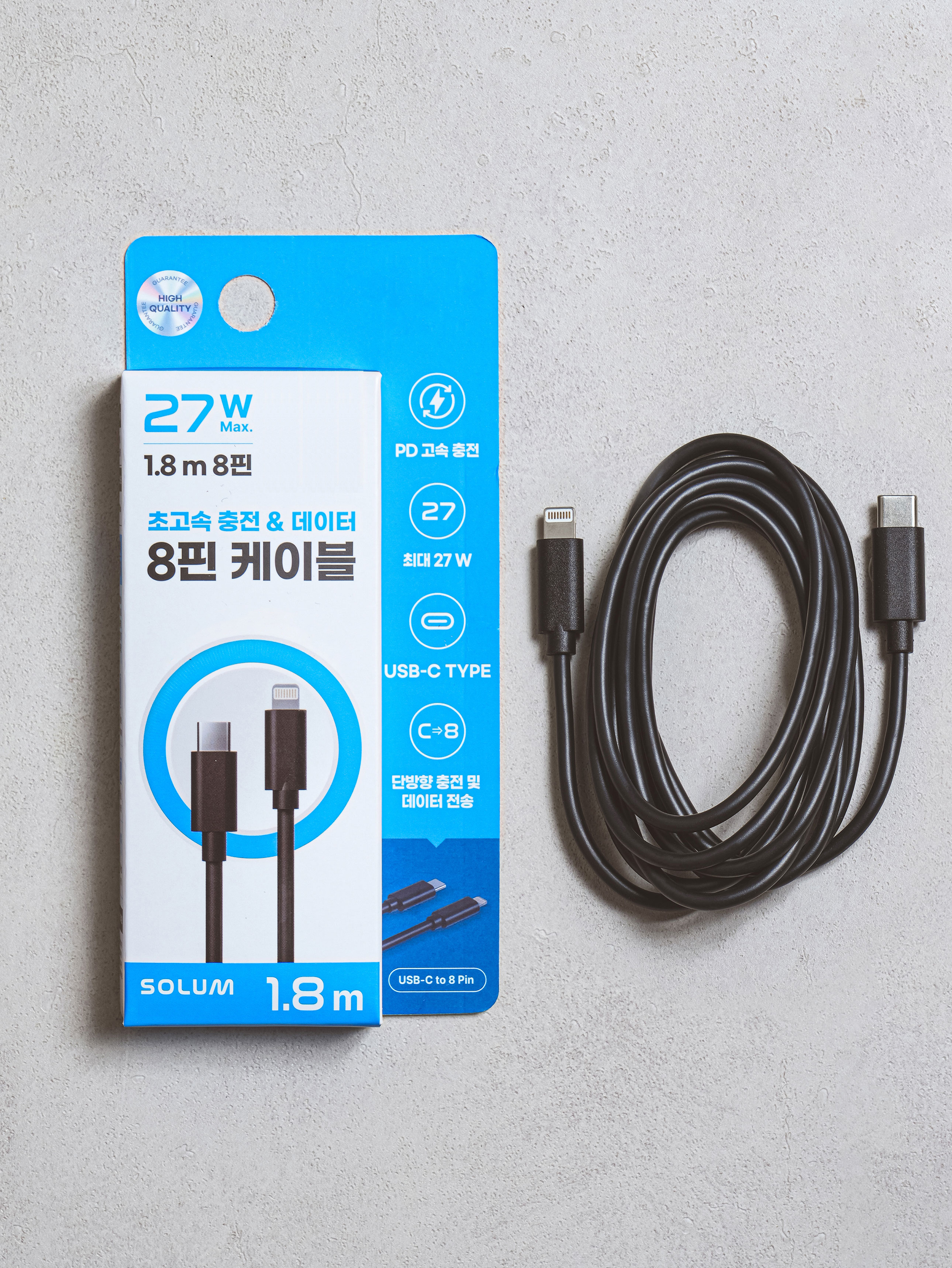 DAISO C TO 8 Cable 1.8m -S(Black)