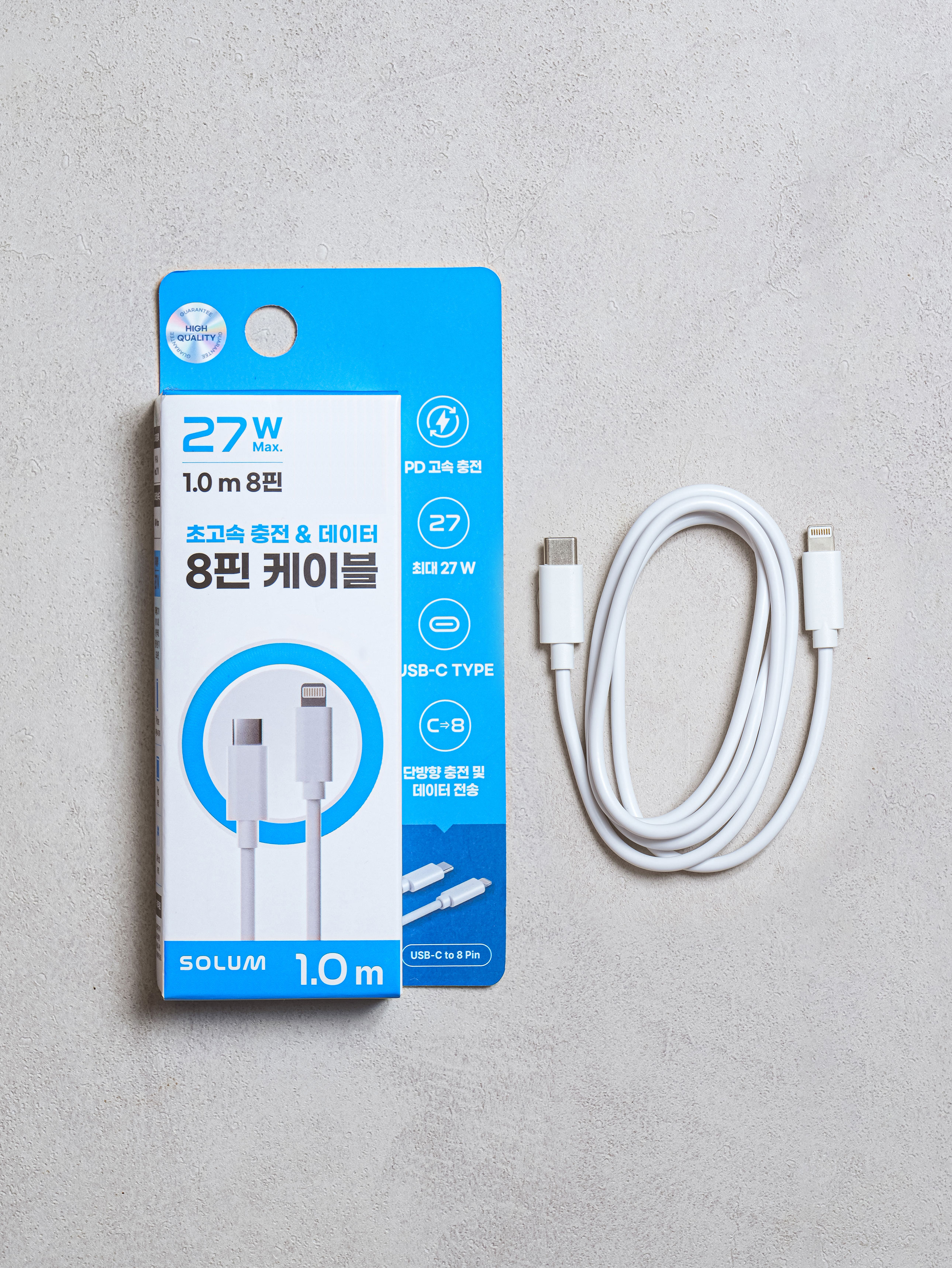 DAISO C TO 8 Cable 1.0m -S(White)