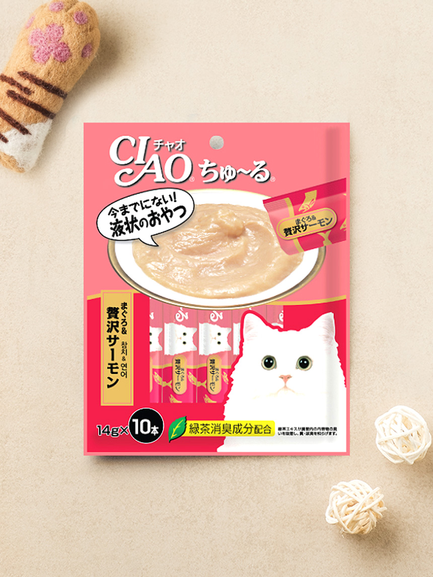 DAISO [Pet Food]Ciao Churu Tuna & Salmon (10 pieces)