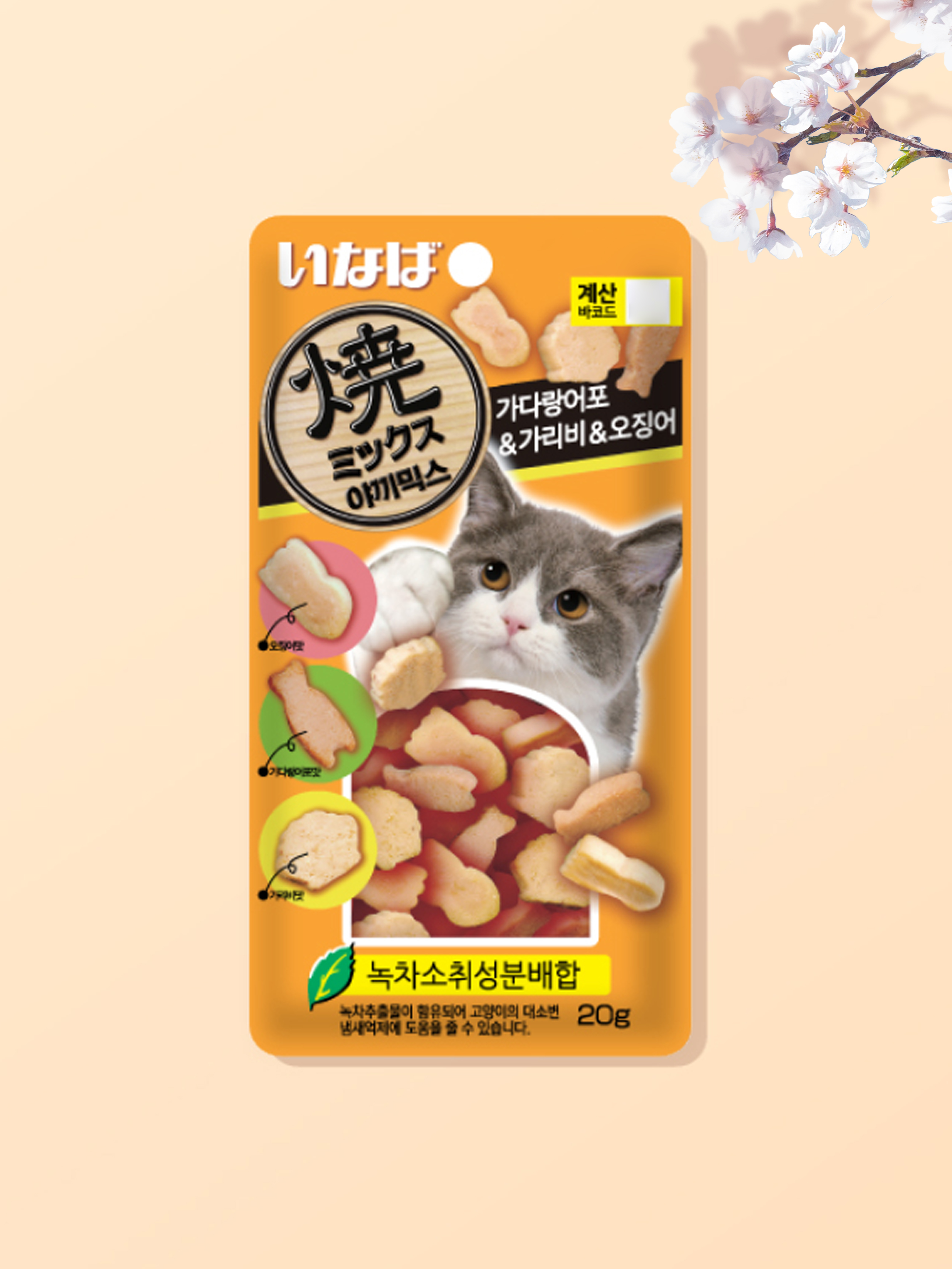 DAISO [Pet Food] Inaba Yaki Mix Tuna & Scallop & Squid (20g)