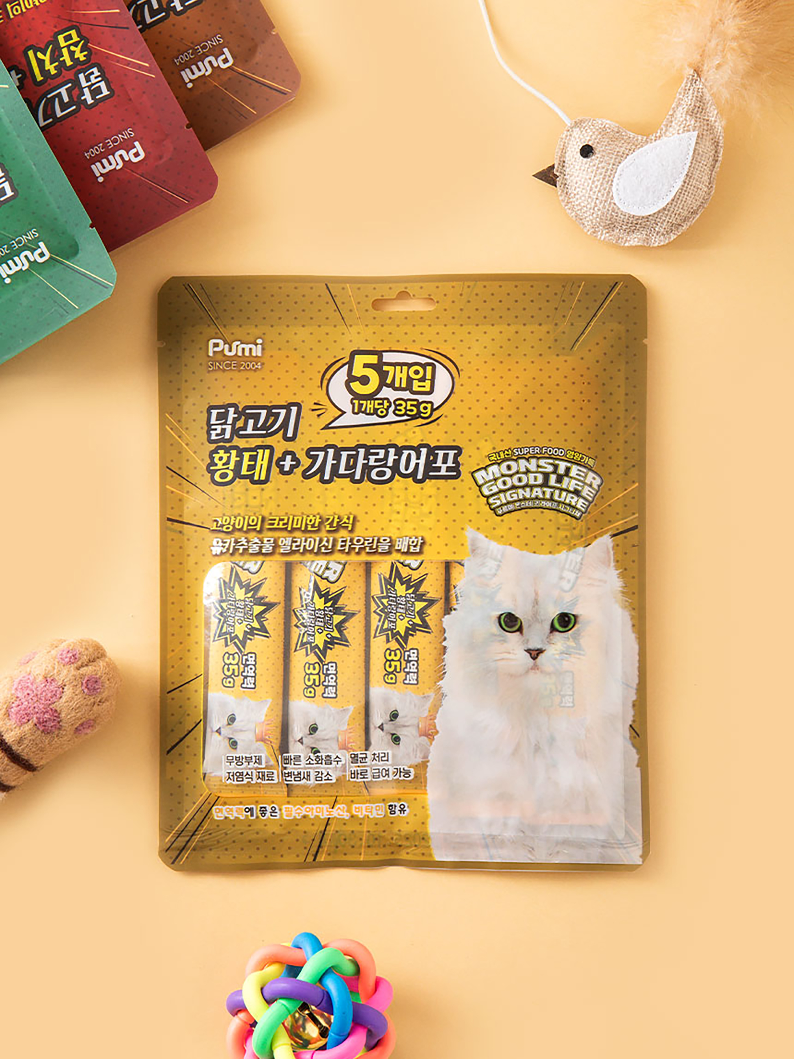 DAISO [Pet Food]Monster Good Life Cat Churu (Chicken Pollack) (35g/5ea)