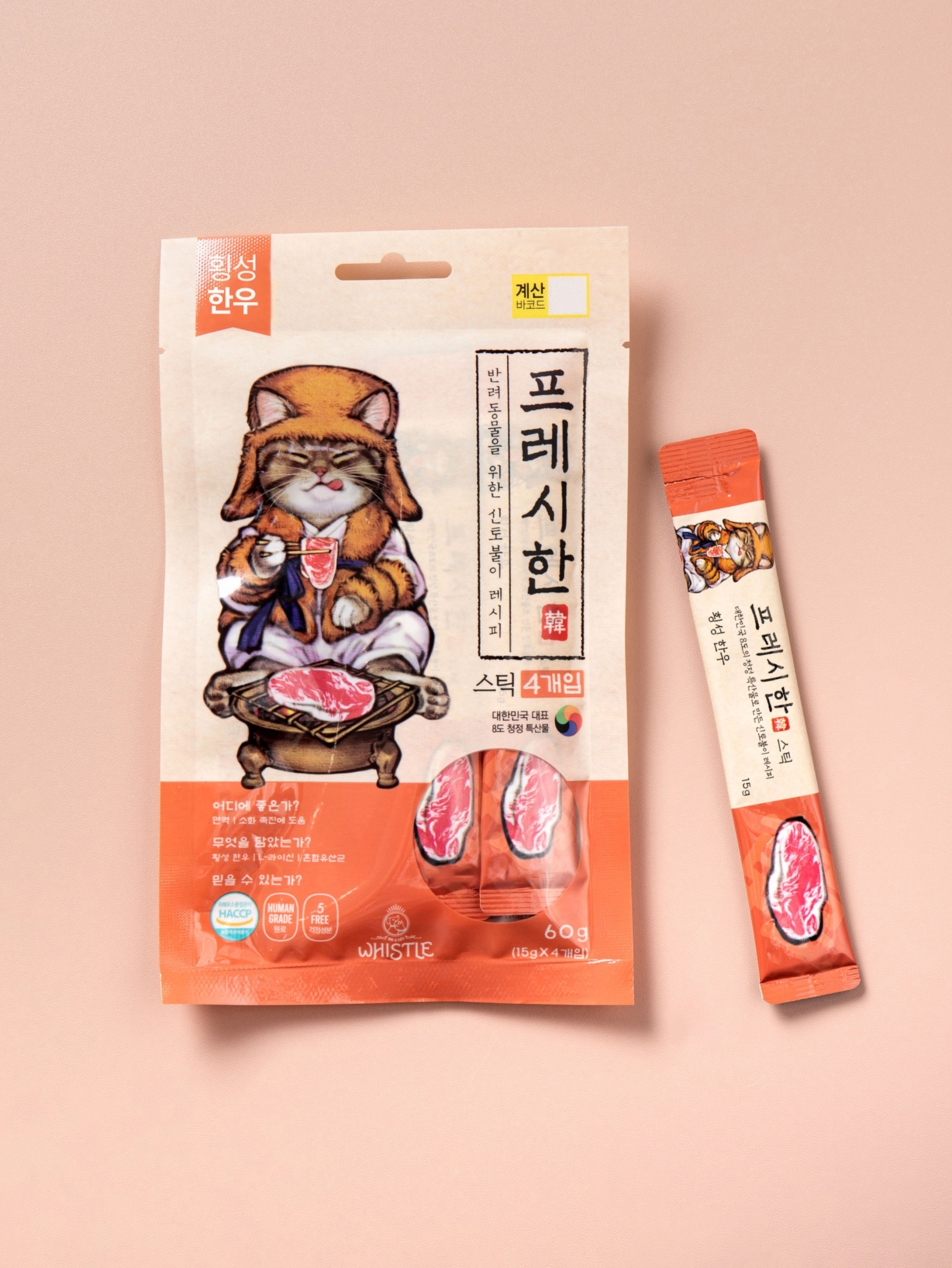 DAISO [Pet Food] Whistle Fresh Stick 4 Pack (Hongseong Hanwoo)