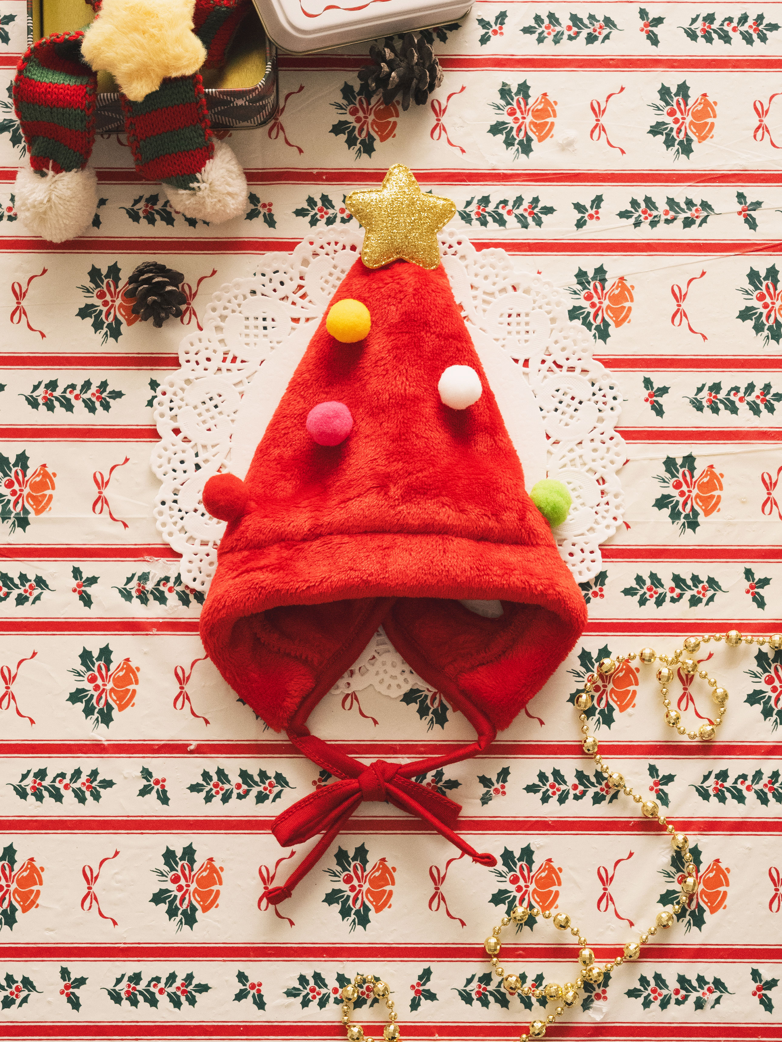 DAISO Christmas Pet Tree Hat Red