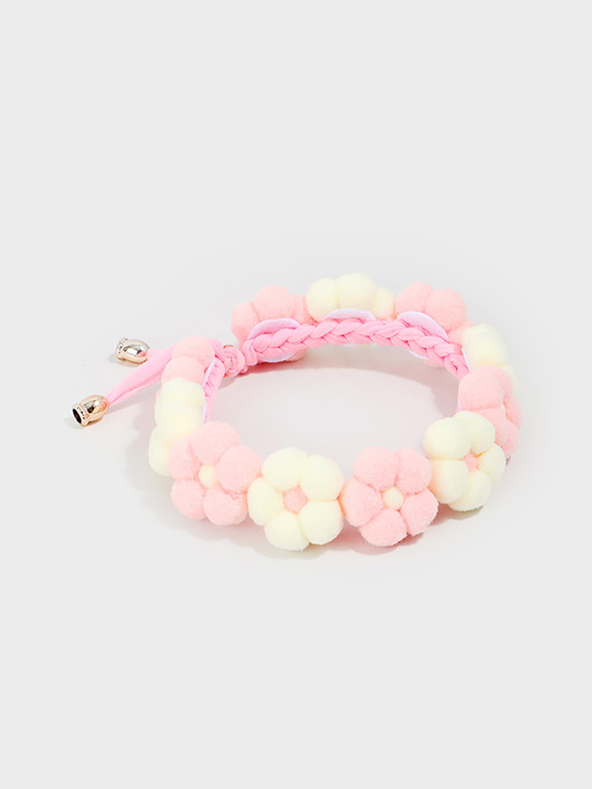 DAISO Pet Flower Pom Pom Necklace