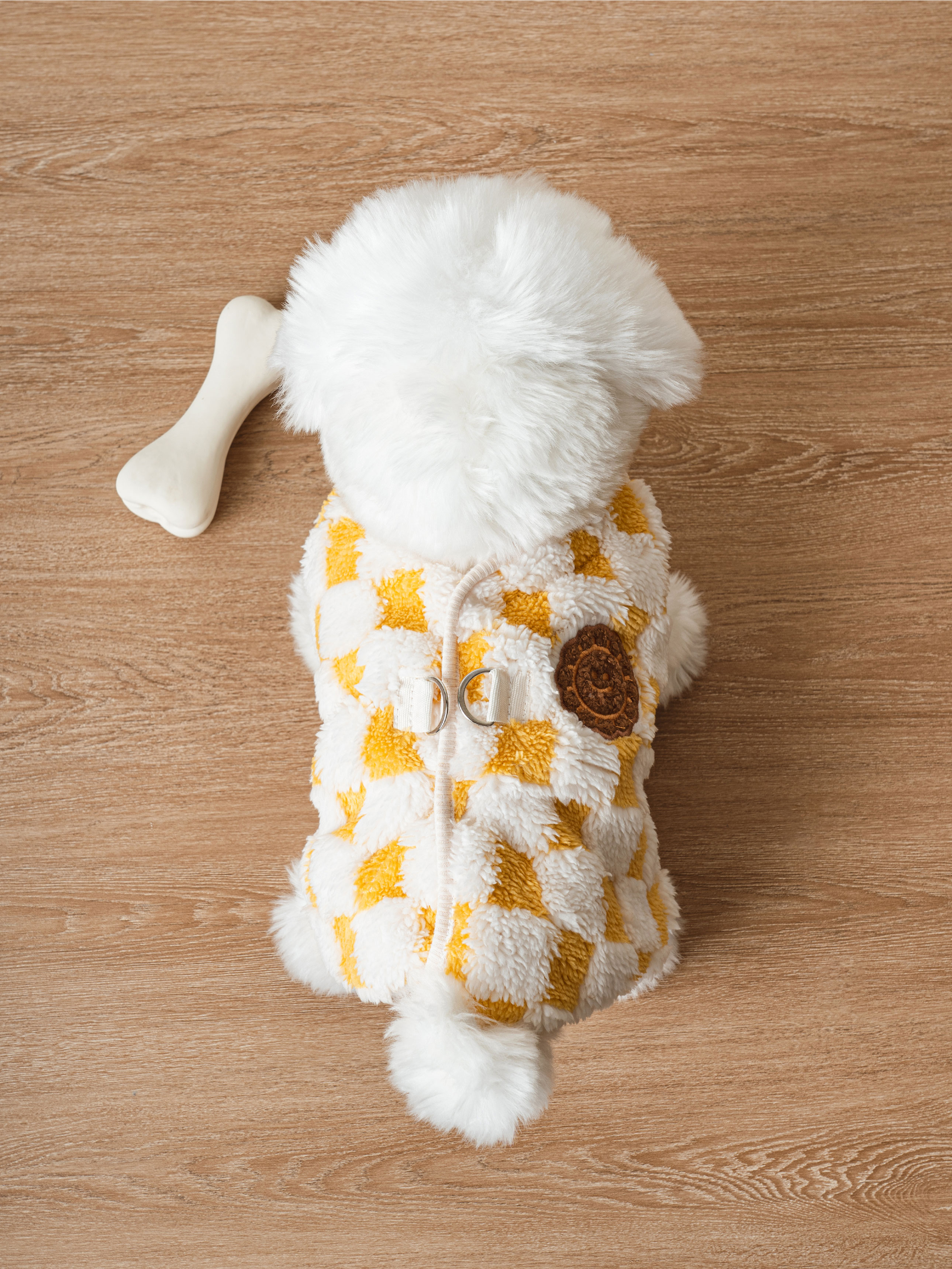 DAISO Pet_Checkered Vest XL (Yellow)