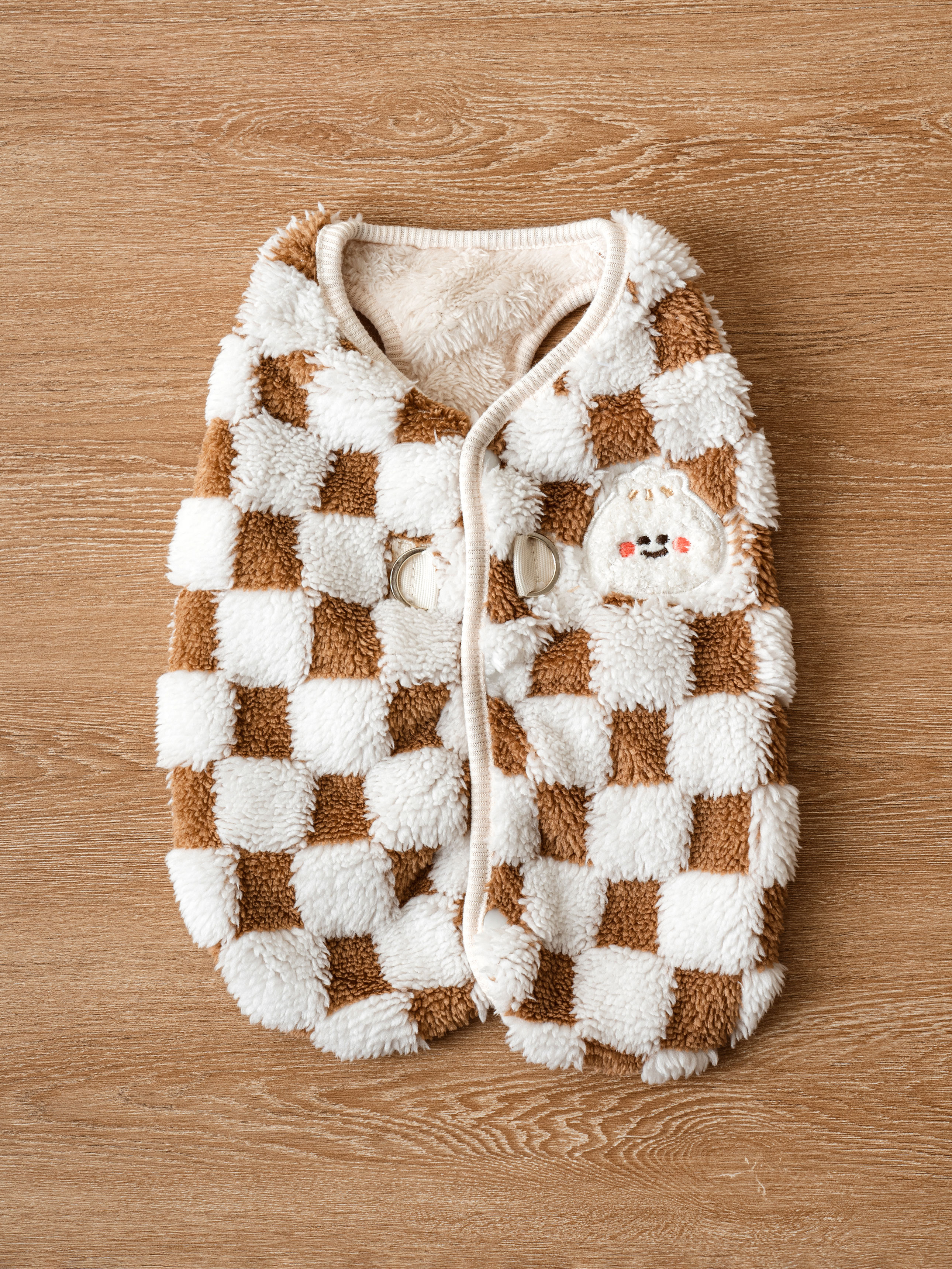 DAISO Pet_Checkered Vest L (Brown)