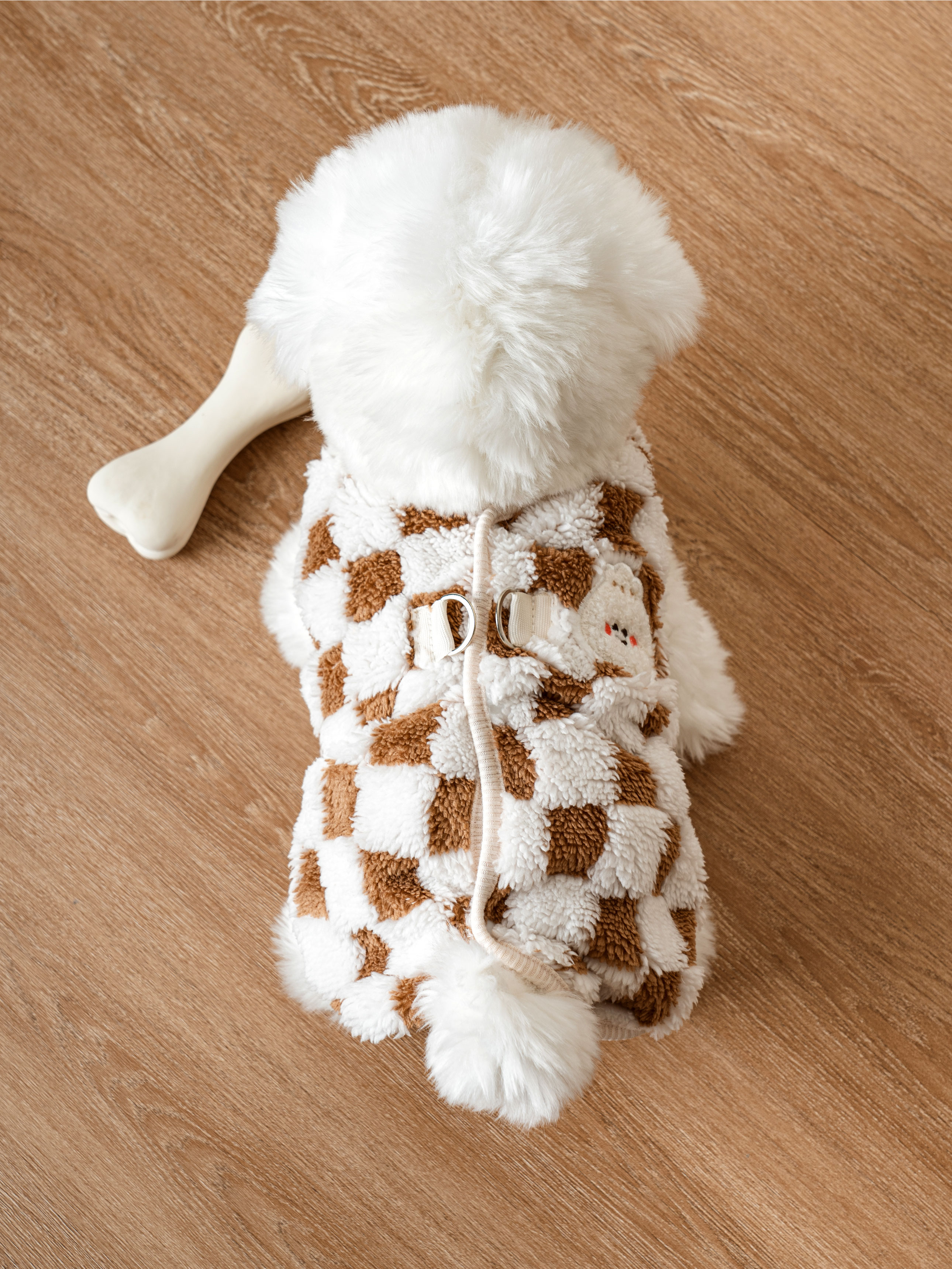 DAISO Pet_Checkered Vest XL (Brown)