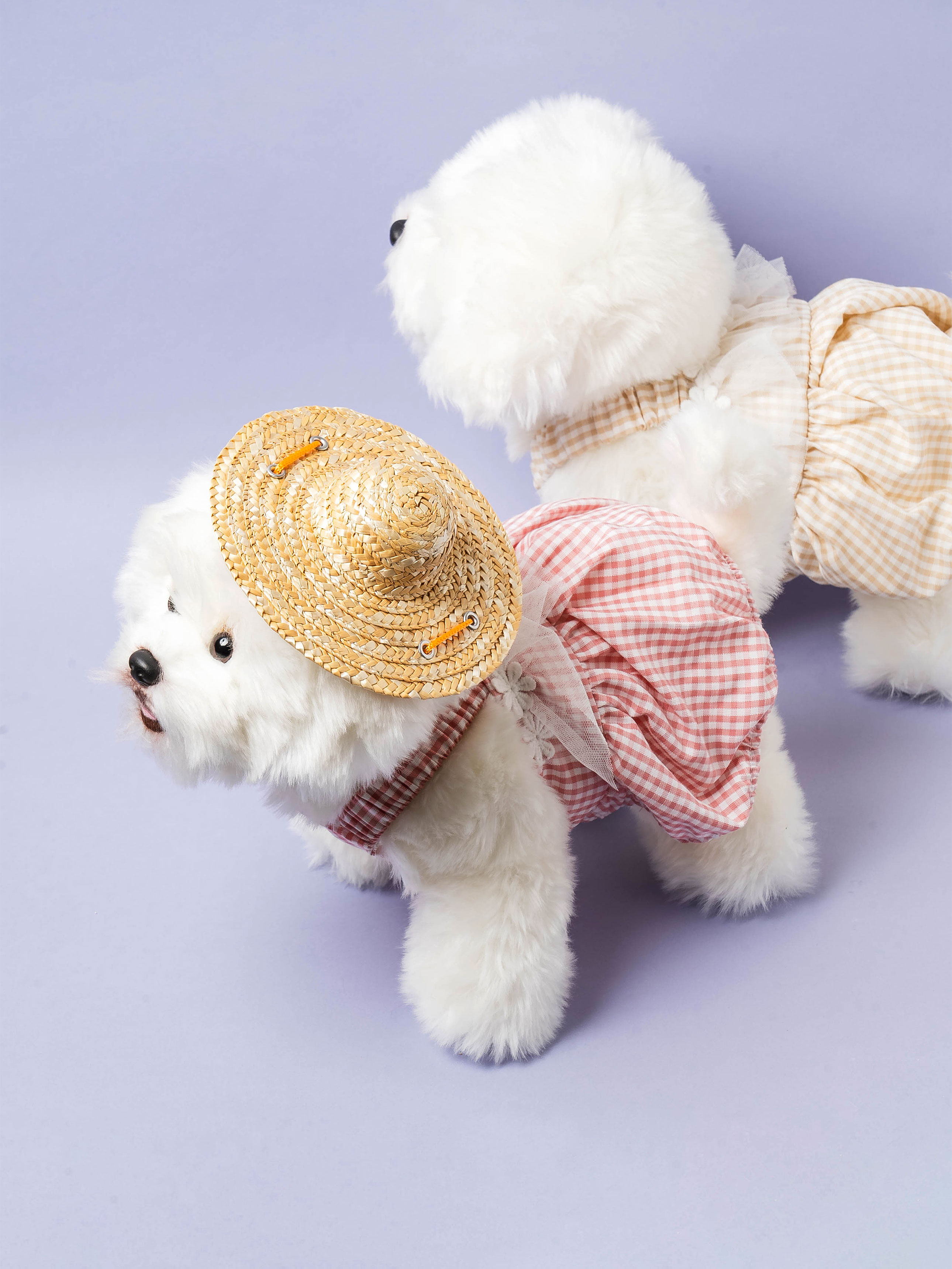 DAISO Pet_Check Lace One Piece L